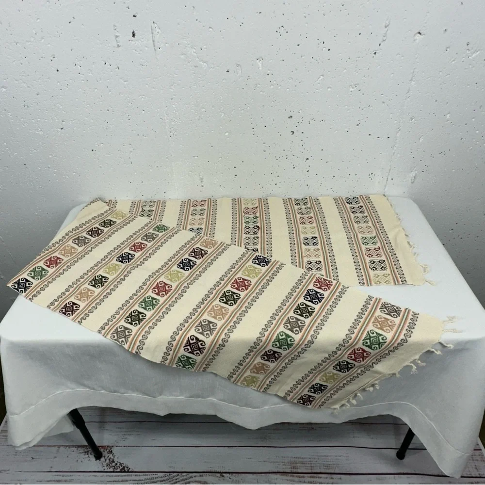 Mexican Southwest Backstrap Loom Table Runner 74 x 14.2”